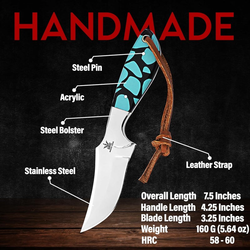 BE BREAK EDGE Handmade Cowboy Knife for Men & Women,Outdoor Camping Hiking Knife,Stainless Fixed Blade 7.5’’ Gift for Boy Friend, Full tang knife - Image 2